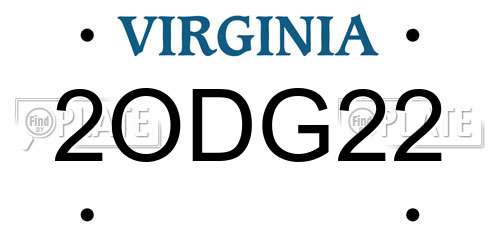 2ODG22 Virginia License Plate