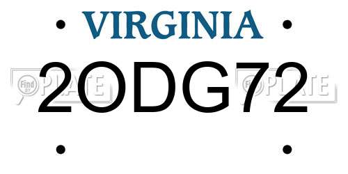 2ODG72 Virginia License Plate