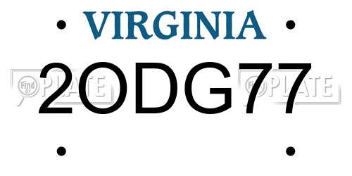 2ODG77 Virginia License Plate