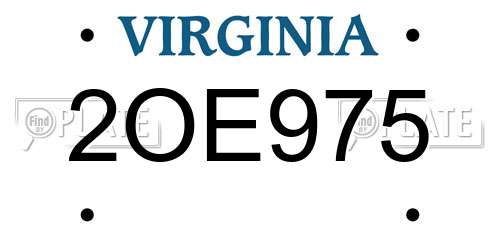 2OE975 Virginia License Plate