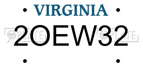2OEW32 Virginia License Plate
