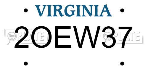 2OEW37 Virginia License Plate