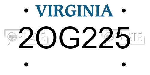 2OG225 Virginia License Plate