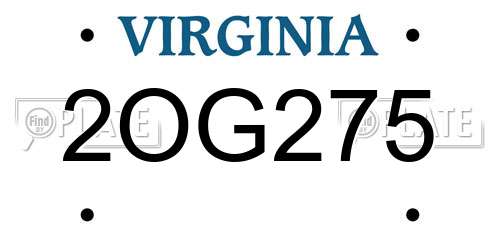 2OG275 Virginia License Plate