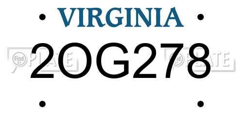 2OG278 Virginia License Plate