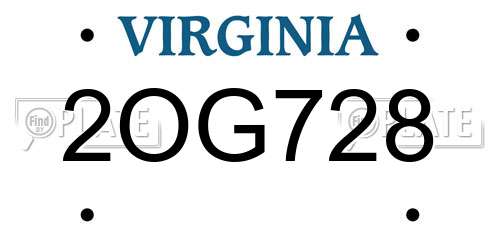 2OG728 Virginia License Plate