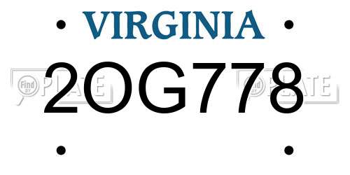 2OG778 Virginia License Plate