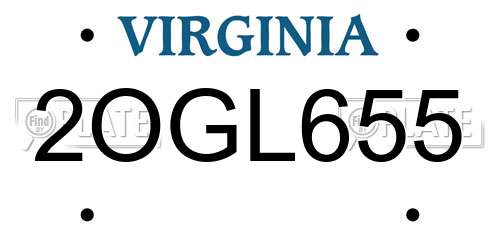 2OGL655 Virginia License Plate