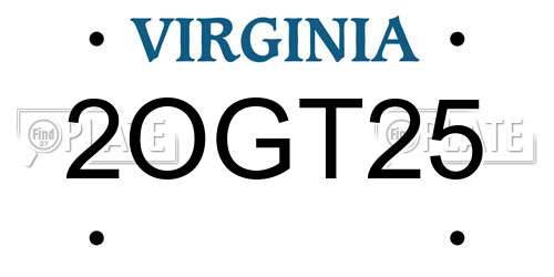 2OGT25 Virginia License Plate