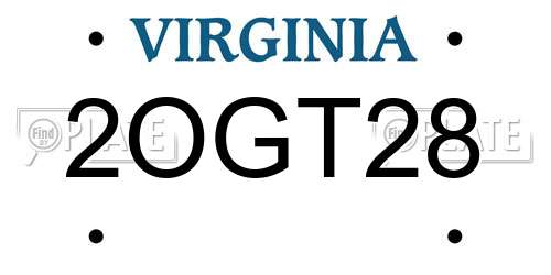 2OGT28 Virginia License Plate