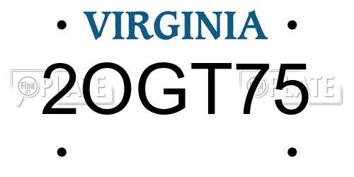 2OGT75 Virginia License Plate