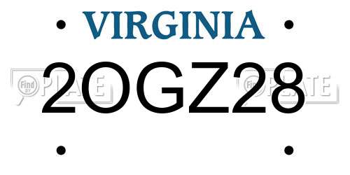 2OGZ28 Virginia License Plate