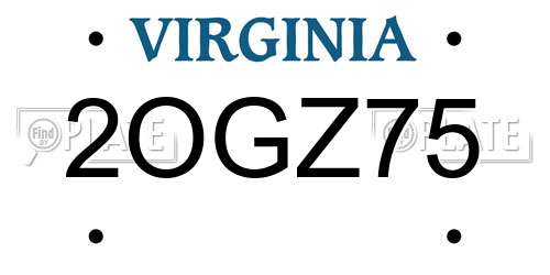 2OGZ75 Virginia License Plate