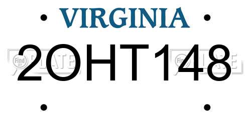 2OHT148 Virginia License Plate
