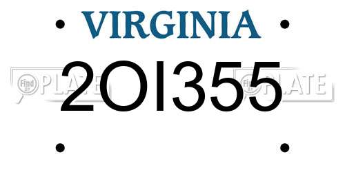 2OI355 Virginia License Plate