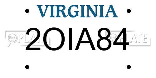 2OIA84 Virginia License Plate