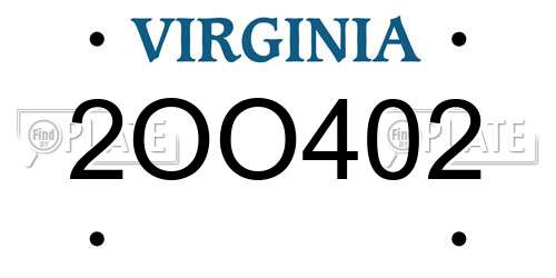 2OO402 Virginia License Plate
