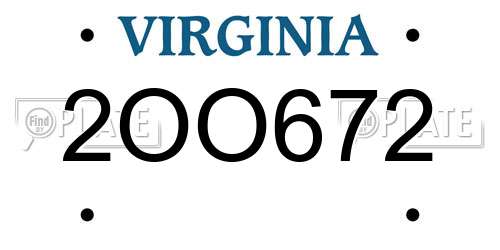 2OO672 Virginia License Plate