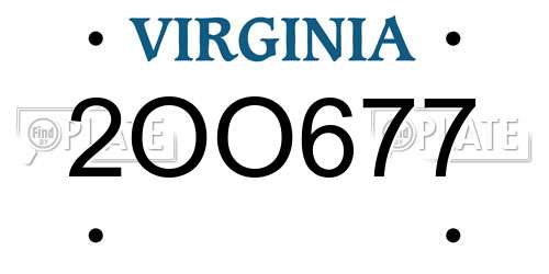 2OO677 Virginia License Plate