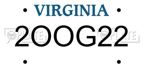 2OOG22 Virginia License Plate