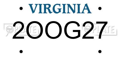 2OOG27 Virginia License Plate