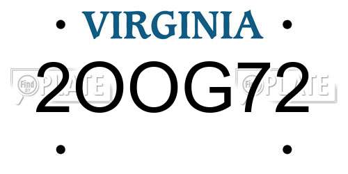 2OOG72 Virginia License Plate