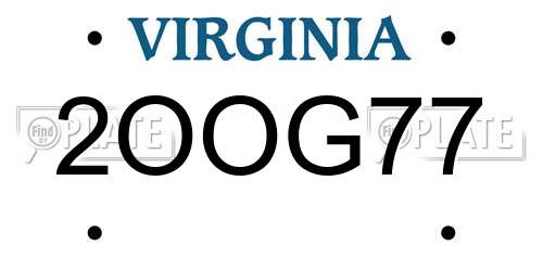 2OOG77 Virginia License Plate