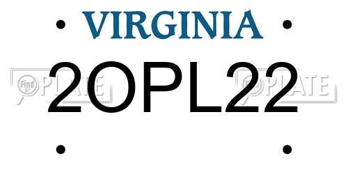 2OPL22 Virginia License Plate