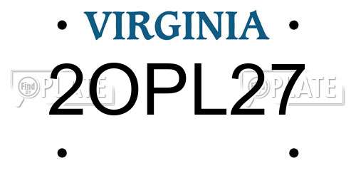 2OPL27 Virginia License Plate