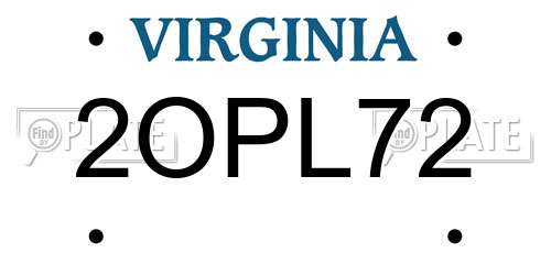 2OPL72 Virginia License Plate