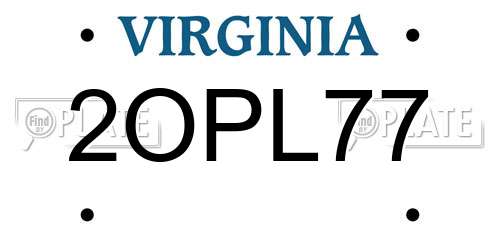 2OPL77 Virginia License Plate