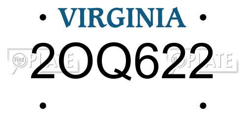 2OQ622 Virginia License Plate