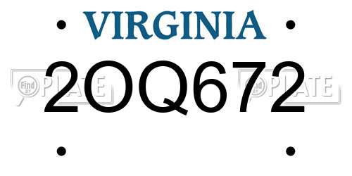 2OQ672 Virginia License Plate