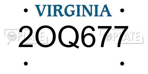 2OQ677 Virginia License Plate