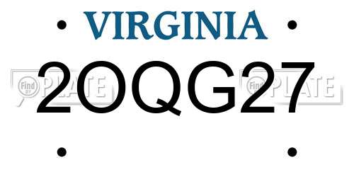 2OQG27 Virginia License Plate