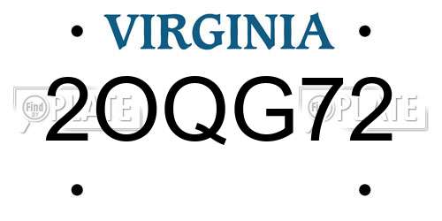 2OQG72 Virginia License Plate