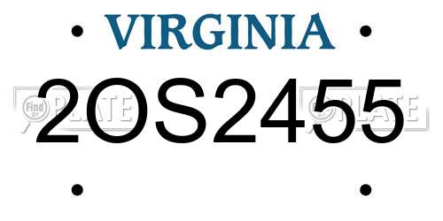 2OS2455 Virginia License Plate