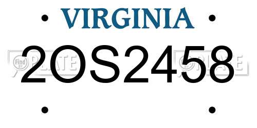 2OS2458 Virginia License Plate