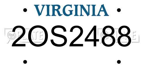 2OS2488 Virginia License Plate
