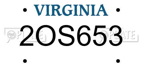 2OS653 Virginia License Plate