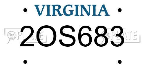 2OS683 Virginia License Plate