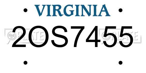2OS7455 Virginia License Plate