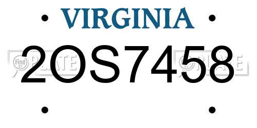 2OS7458 Virginia License Plate