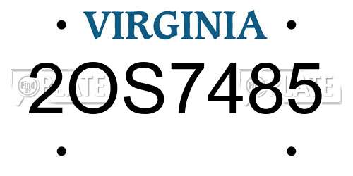 2OS7485 Virginia License Plate