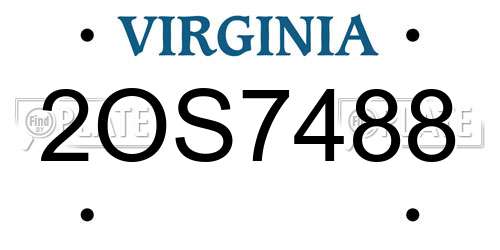 2OS7488 Virginia License Plate