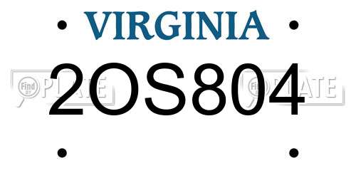 2OS804 Virginia License Plate