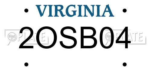 2OSB04 Virginia License Plate