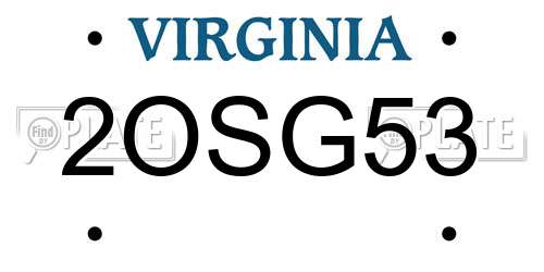 2OSG53 Virginia License Plate