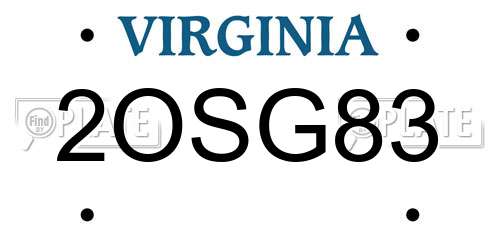 2OSG83 Virginia License Plate
