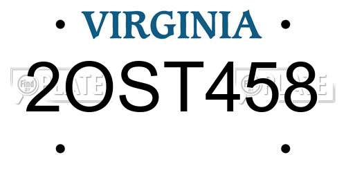 2OST458 Virginia License Plate